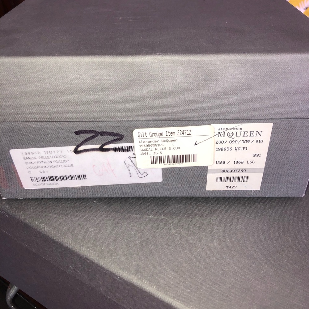 Alexander Mcqueen Python Open Toe Pump Size 36.5 - image 7